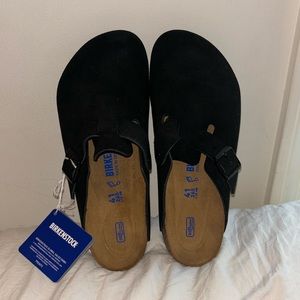 BRAND NEW Black Birkenstock Bostons Leather Clogs Size 41 US Womens 10 Mens 8